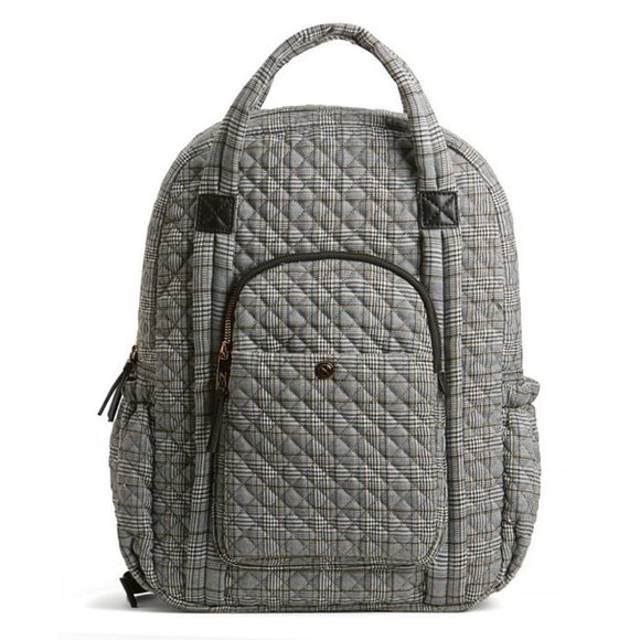 Naturalizer Handbags - NATURALIZER quilted British Plaid Tech fabric women's backpack -Black/White